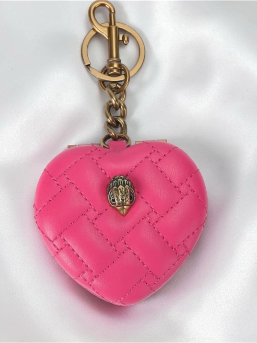 Kurt Geiger Hot Pink Quilted Heart Key chain and mirror